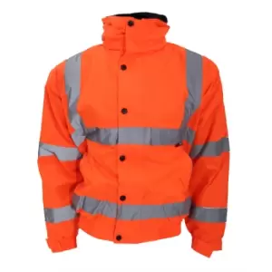 image of Warrior Memphis High Visibility Bomber Jacket / Safety Wear / Workwear (L) (Fluorescent Orange)