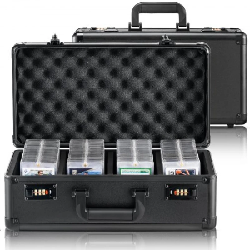 Image of VEVOR 108 PSA Graded Card Storage Box 4 Slots Sports Card Holder Case Coded Lock