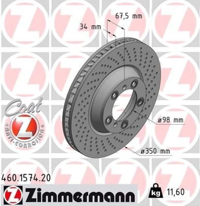 Image of ZIMMERMANN Brake disc ZIMMERMANN 460.1574.20