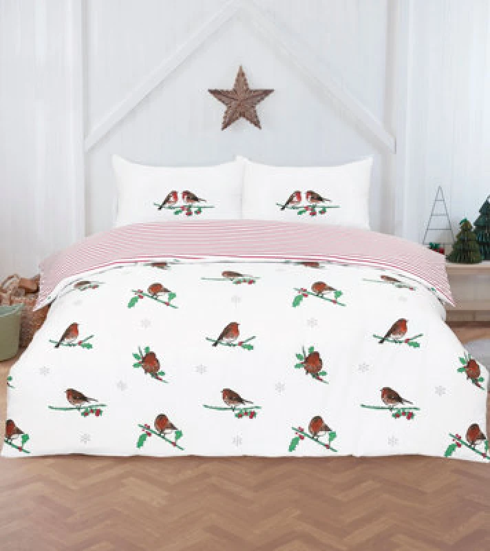 Image of Rapport Home Robin Microfibre Reversible Stripes Duvet Cover Set with Pillowcase in White Size: Double White Unisex Double