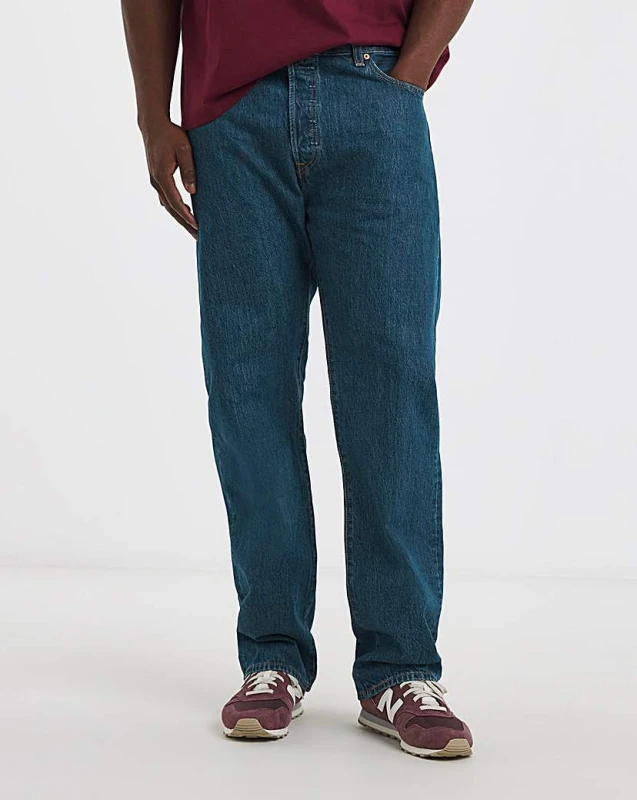 Image of Levis Levis 501 Original Straight Fit Jean Dark Indigo - Levis - Size: 46R Dark Indigo Male 46R LE31804