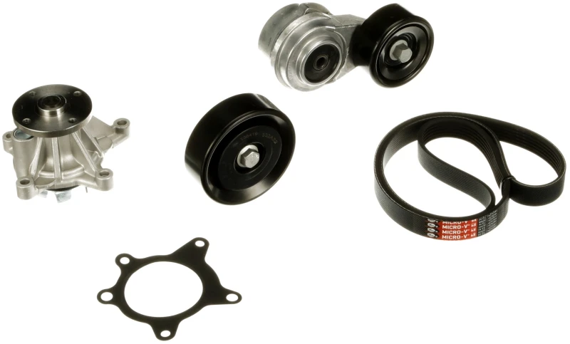 Image of GATES KP96PK2138 Water Pump + V-Ribbed Belt Kit FleetRunner with water pump Water Pump + V-Ribbed Belt Kit (4172)