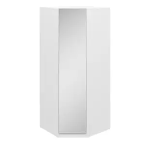 image of 1 Door White Mirrored Corner Wardrobe - Aspen