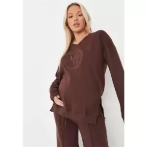 image of Missguided Maternity Embroidered Sweater - Brown