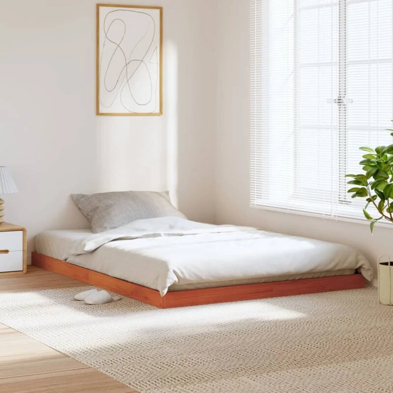 Image of VIDAXL Vidaxl - Bed Frame without Mattress Wax Brown 135x190cm Double Solid Wood Pine 8721102640360