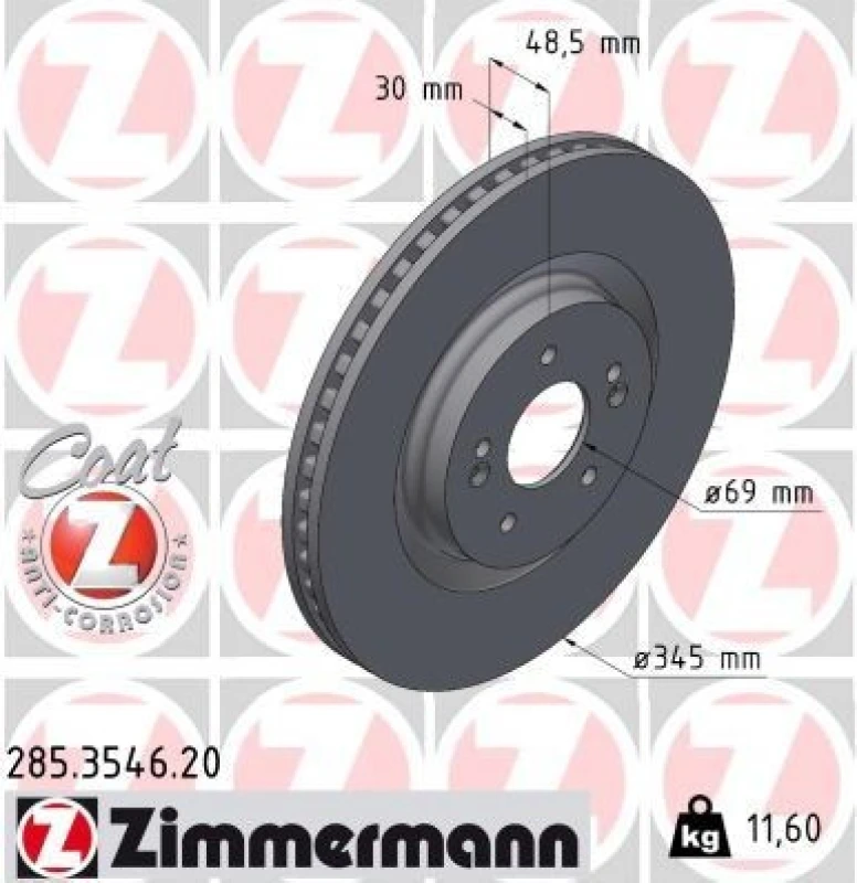 Image of ZIMMERMANN Brake disc ZIMMERMANN 285.3546.20