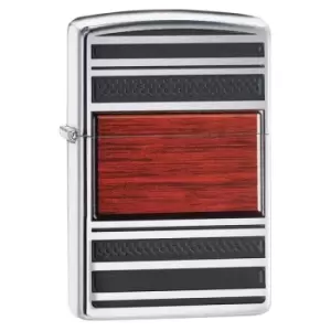 Zippo Steel & Wood High Polish Chrome Windproof Lighter