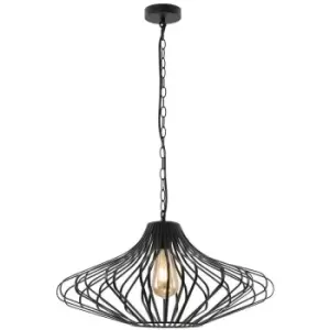 image of Caged Ceiling Pendant, 1 x E27, Matt Black - Luminosa Lighting