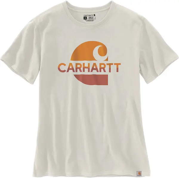 Image of Carhartt Loose Fit Heavyweight Faded C Graphic Ladies T-Shirt, beige, Size XS for Women