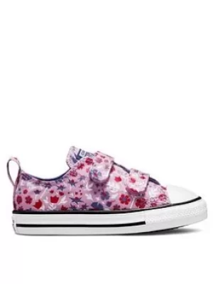 Image of Converse Chuck Taylor All Star Ox Infant Girls 2V Paper Floral Print Trainers -Purple/Multi, Purple/Multi, Size 5