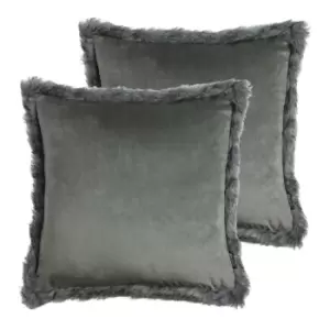 image of Paoletti Aspen Twin Pack Polyester Filled Cushions Grey