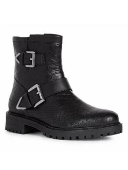 Image of Geox Geox Hoara Buckle Ankle Boots - Black, Size 7, Women