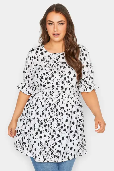 Image of Yours Polka Dot Print Blouse White