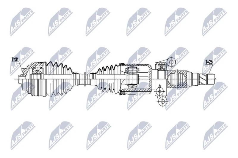 Image of NTY NPW-BM-250 Drive shaft Automatic Transmission, Front Axle Right Drive Shaft (13)