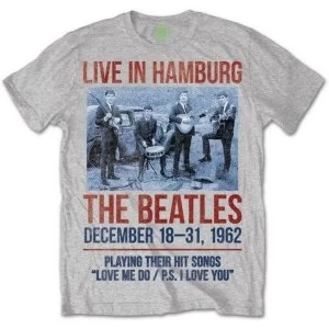 image of The Beatles - 1962 Live in Hamburg Unisex Medium T-Shirt - Grey