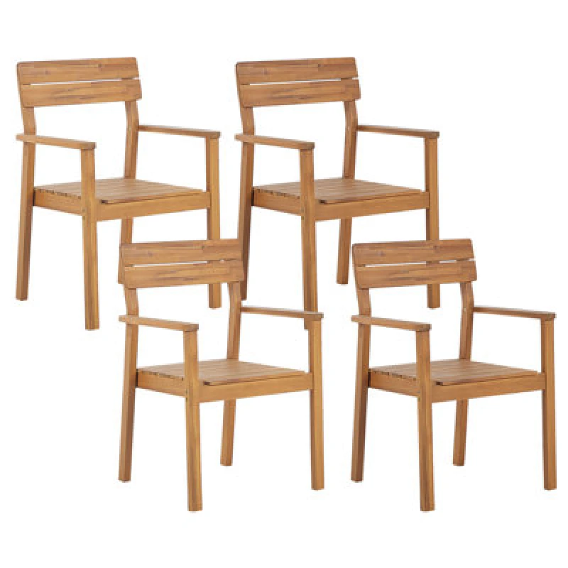 Image of Beliani Set Of 4 Garden Chairs Fornelli Acacia Wood Brown