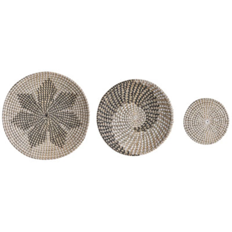 Image of Beliani Set Of 3 Hanging Decorations Cantho Seagrass 40/35/20 Cm Black