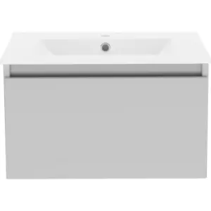 image of Atlanta Single Drawer Wall Hung Basin Unit With Basin Pearl 600mm in Grey MFC