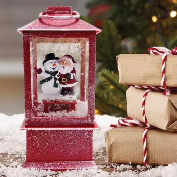 Image of 19cm Battery Operated Light up SnowFall Festive Lantern Decoration