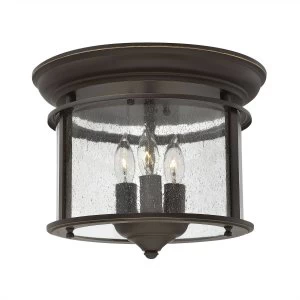 Image of 3 Light Flush Mount Ceiling Light Olde Bronze, E14