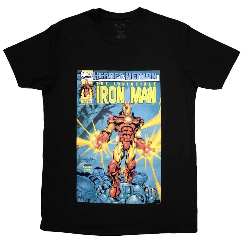 Image of Marvel Invincible Iron Man Comic Cover T Shirt Black unisex