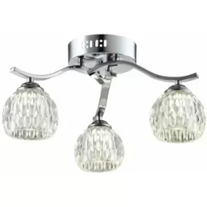 Image of Harperliving - Modern 3 Light Semi-Flush Ceiling Light, G9 Cap Type, Polished Chrome Finish, Glass Shades Included, Bulbs Not Included