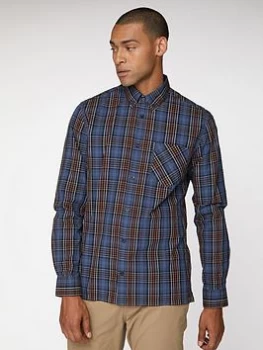 Image of Ben Sherman Long Sleeve Tartan Check - Red/Blue, Midnight, Size XL, Men