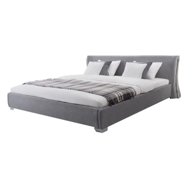 Image of Beliani Bed Fabric Paris 140 X 200 Cm (Eu Double) Grey