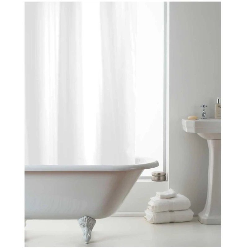 Image of Country Club Shower Curtain with Rings - Plain White White unisex 180x180cm