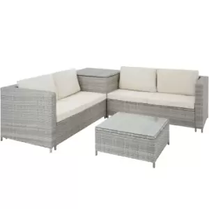 image of Tectake Rattan Garden Furniture Lounge Siena - Light Grey