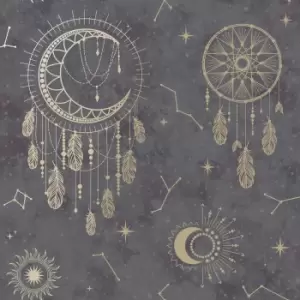 image of Holden Dreamcatcher Black and Gold Childrens Wallpaper