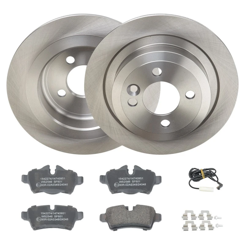 Image of RIDEX 3405B2151 Brake disc and pads set Rear Axle, Brake Disc Type: solid, incl. wear warning contact Brake Set,disc brakes (3405)