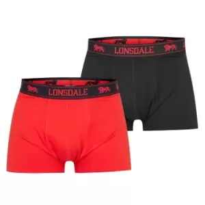 image of Lonsdale 2 Pack Boxer Shorts Mens - Red