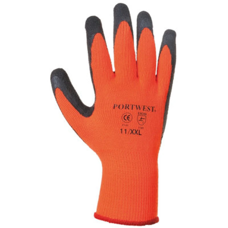 Image of Portwest Thermal Grip Gloves (A140) Workwear Safetywear Pack of 2 in Orange Size: Medium Orange Unisex M