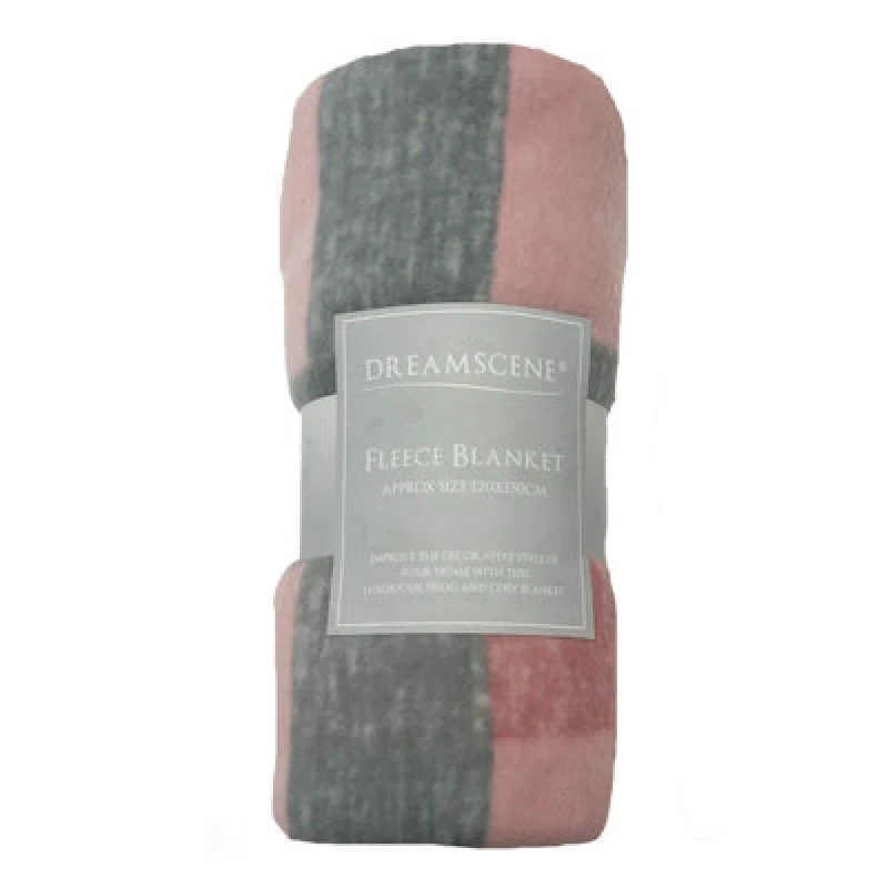 Image of OHS OHS Tartan Check Fleece Throw Winter Warm Soft Blanket in Baby Pink Size: 120cm x 150cm Baby Pink 120cm x 150cm Unisex 5027434007318