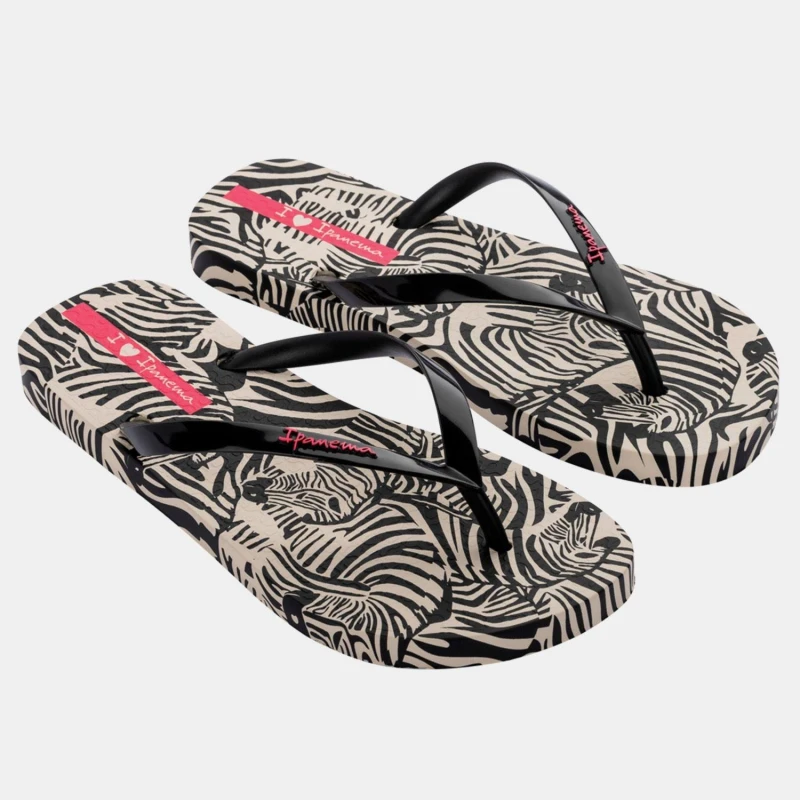 Image of Ipanema Animal Print VI Fem Flip Flops Beige Black female UK 3