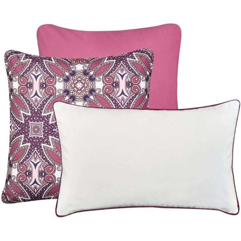 Image of Beliani Set Of 3 Outdoor Cushions Mirage Oriental Pattern Multicolour
