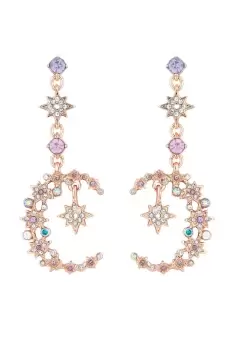 Image of Rose Gold Pastel Celestial Crescent Drop Earrings