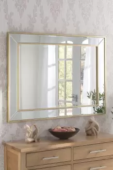 image of Angled Wall Mirror Brass 95x121cm