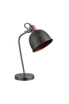 image of Langley Retro Table Lamp Matt Pewter and Antique Copper Finish