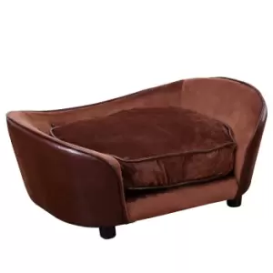 Image of PawHut Pet Sofa Dog Couch, with Cushion, for Cats, Small Dogs - Brown