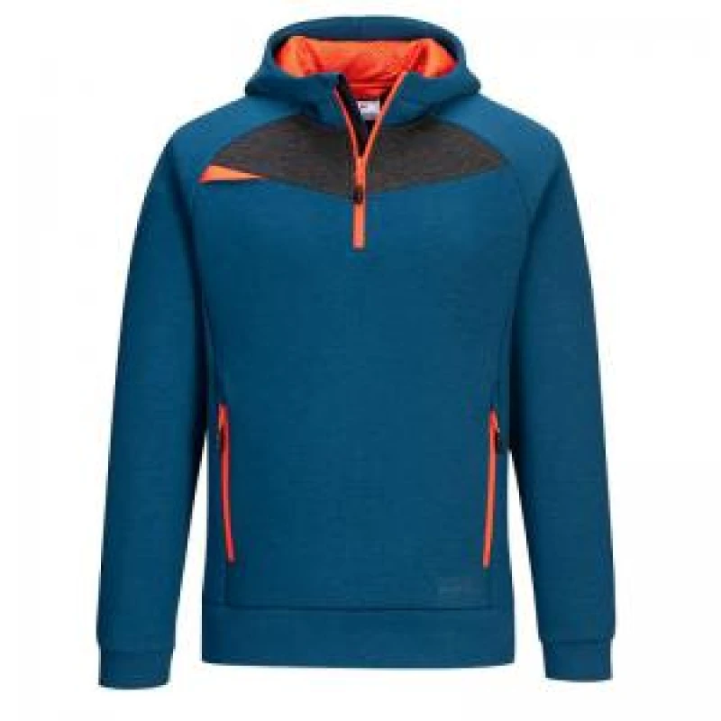 Image of Portwest DX4 Quarter Zip Hoodie DX467MBRL Colour: Metro Blue