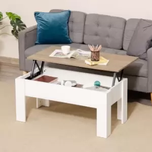 Image of Homcom Table With Extending Table Top Floating Desk With Hidden Storage White And Oak