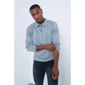 Image of I Saw It First Jacquard Long Sleeve Polo - Blue