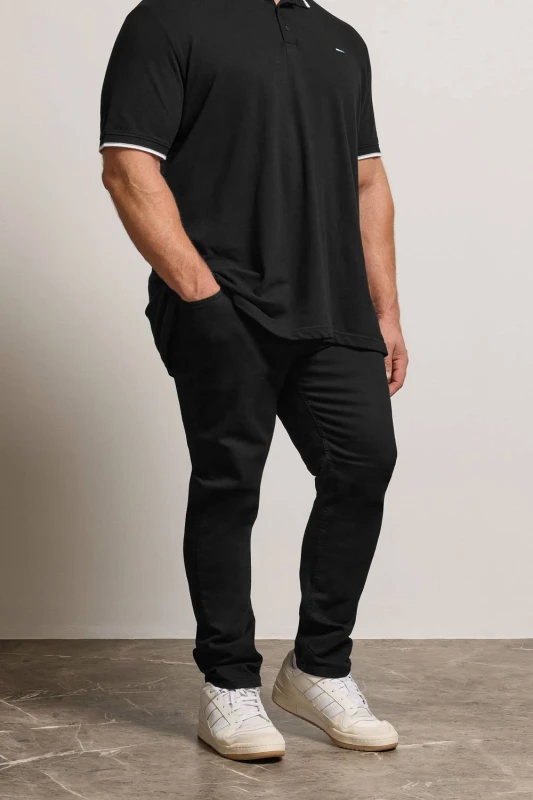 Image of BadRhino Mens Tapered Stretch Jeans in Black Size: 48R Black Male 48R