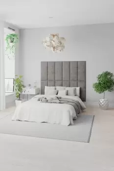 Image of EasyMount Wall Mounted Upholstered Panels, Modular DIY Headboard in Firenze Velour Fabric (Pack of 2)