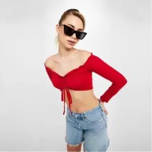 Missguided Tall Ruched Bardot Crop Top 2 Pack - Multi