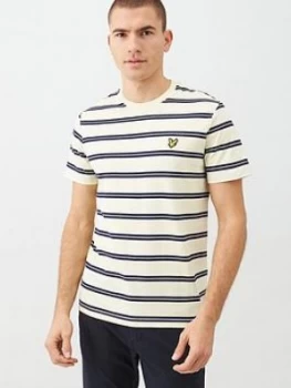 image of Lyle & Scott Wide Double Stripe T-Shirt - Buttercream