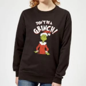 image of The Grinch Dont Be A Grinch Womens Christmas Sweatshirt - Black - 5XL