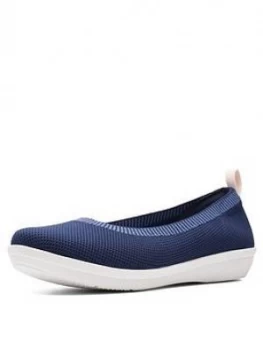 Image of Clarks Cloudsteppers Ayla Paige Plimsoll Shoes - Navy, Size 6, Women
